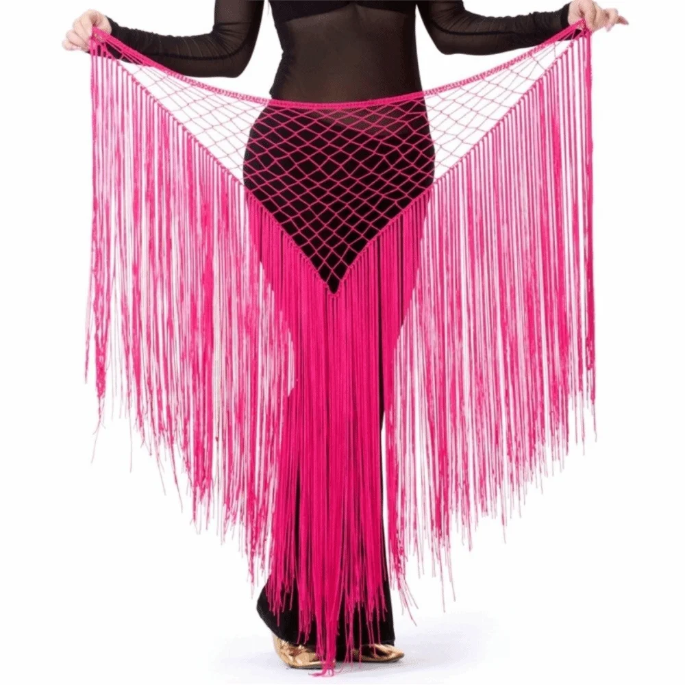 shiny-mesh-belly-dance-waist-chain-long-tassel-hollow-belly-dance-hip-scarf-triangle-adjustable-hip-scarf-skirt-stage-wearing