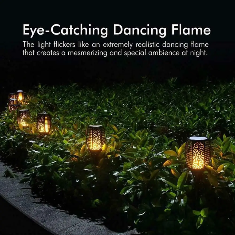 Waterproof Solar Flame Torch Light Flickering Flame Auto On/Off Garden Decoration Lighting Solar Powered Security