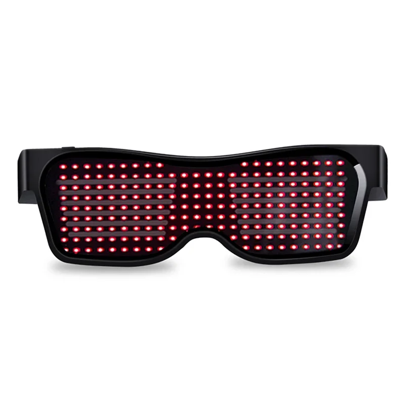 Led Party Glasses Multi-language USB Charger Flashing Luminous Eyewear Holiday Party Sunglasses App Control and 10 Kinds of Mode