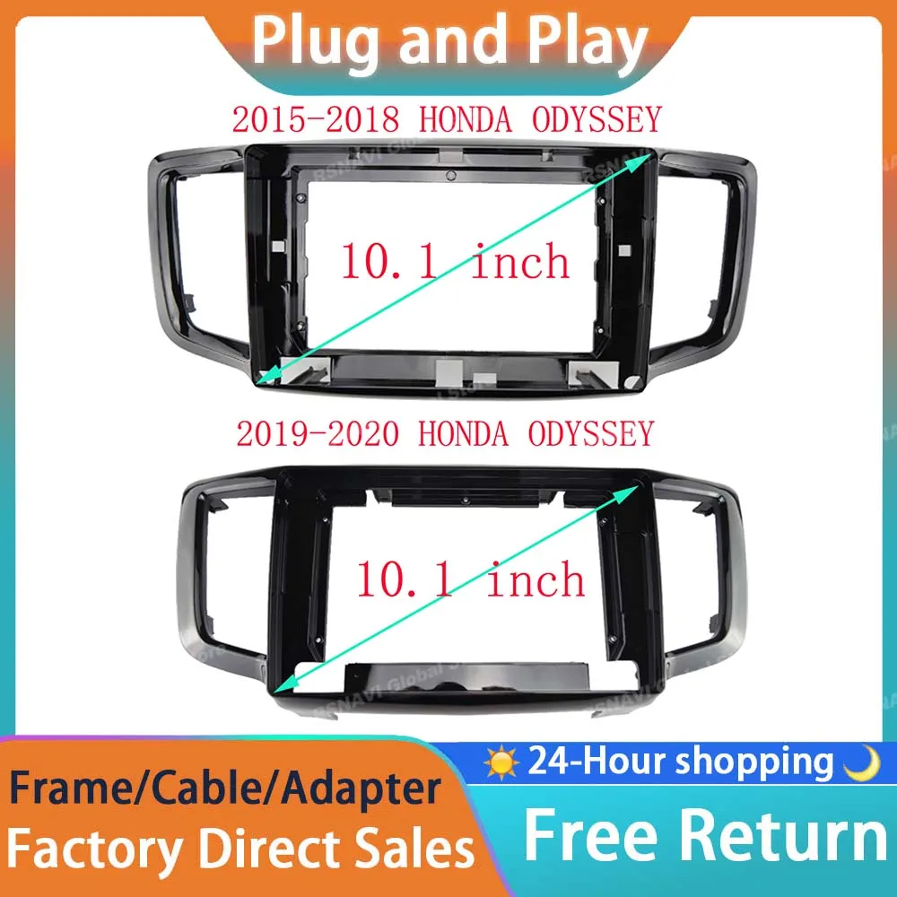 RSNAVI 10.1 inch CAR Fascias Fit for HONDA ODYSSEY 2015-2020 Stereo Panel Dash Refitting Installation Trim kit Frame GPS DVD