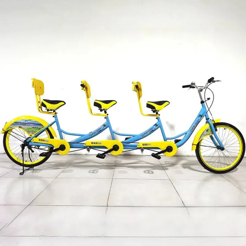 24 Inch Multi-Rider Bike 3-Person Steel Frame Heavy Duty Tandem Tricycle Peect Family