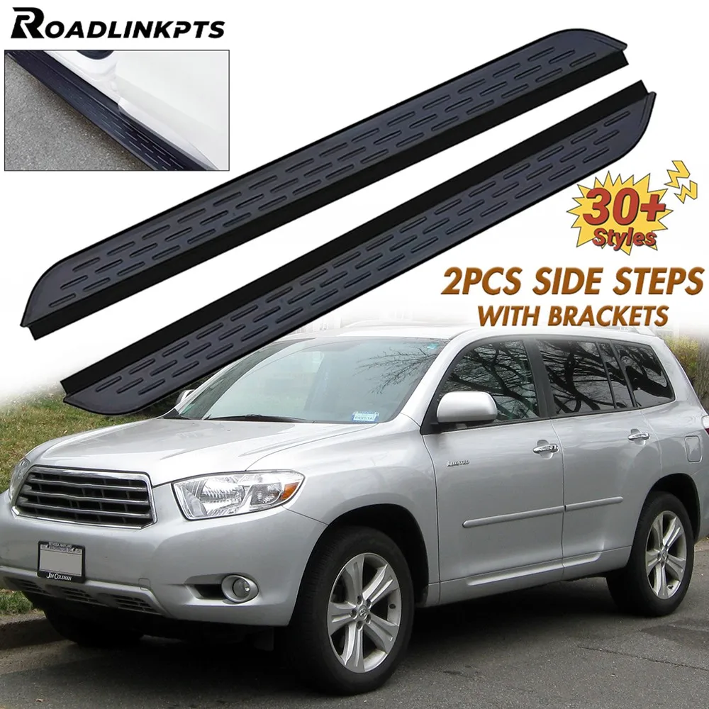 

2PCS Aluminum 4.7" Wide Black Fixed Side Steps Fit for Toyota Highlander Kluger 2009-2013 Running Boards Nerf Bars Plates Pedals