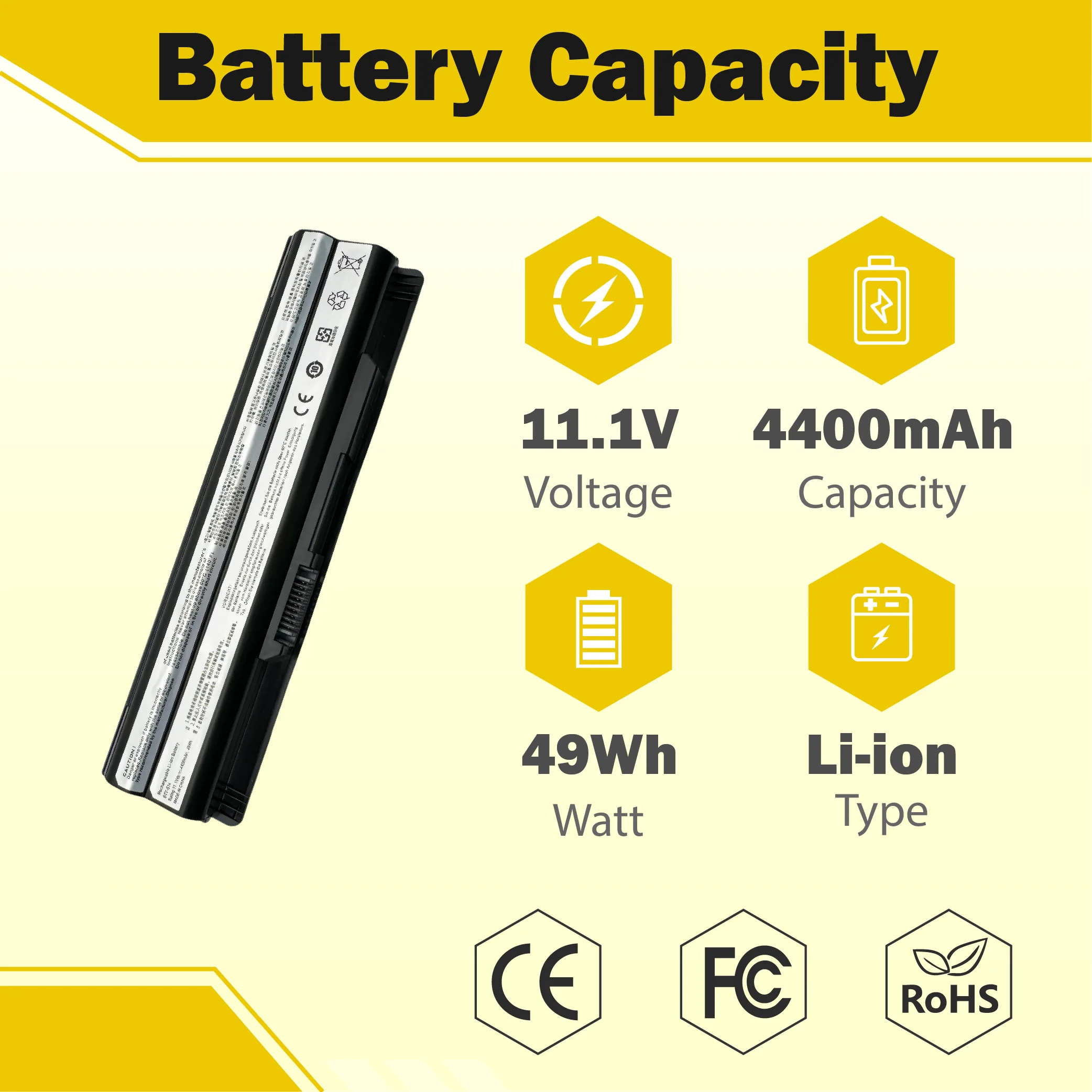 BTY-S14 11.1V 4400mAh Battery Replacement for MSI CR650 FR400 Medion Akoya Mini E1311 E1312 MS-16G7 MS-16GA BTY-S15 40029150