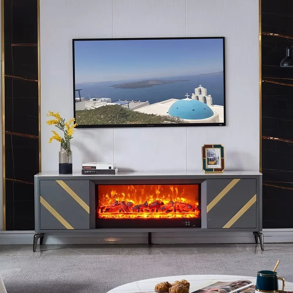 375 Led Cheminee Electric Fireplace Heater Insert and Tv Stand
