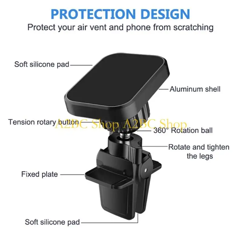 A2BC Secure Car Outlet Phone Support Full Turn for Perfect Viewing Corner