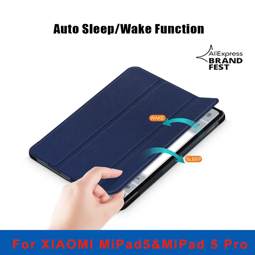 

For Funda Mi Pad 5 Case For Xiaomi Mi Pad 5 Pro 2021 Cover For Xiami Pad 5 Case 11" Tri-Fold Magnetic Stand Smart Cover