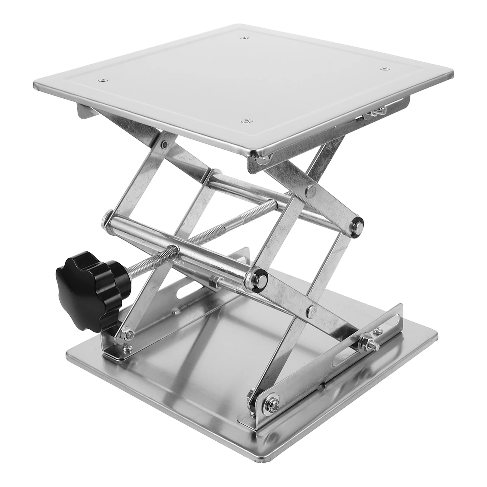 

Manual Laboratory Lift Stand Stainless Steel 200x200mm Adjustable Scissor Jack Platform Mini Table Lifting Jack