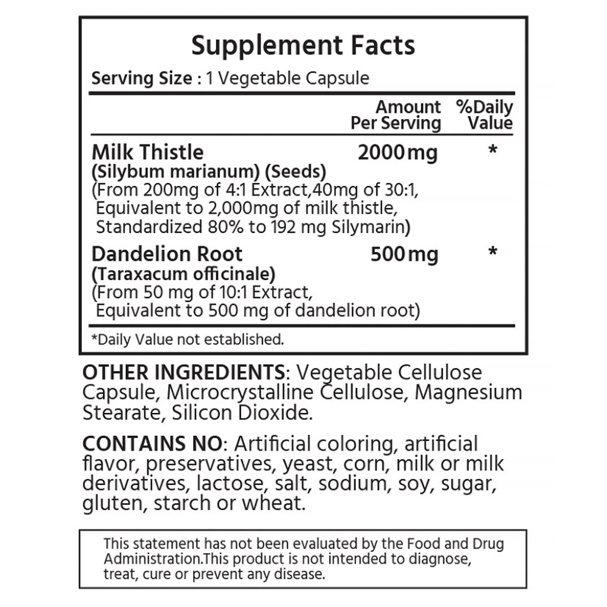 Milk Thistle Capsules, Supports Liver Health, Antioxidant, Detox, Digestive Wellness & Immune Function