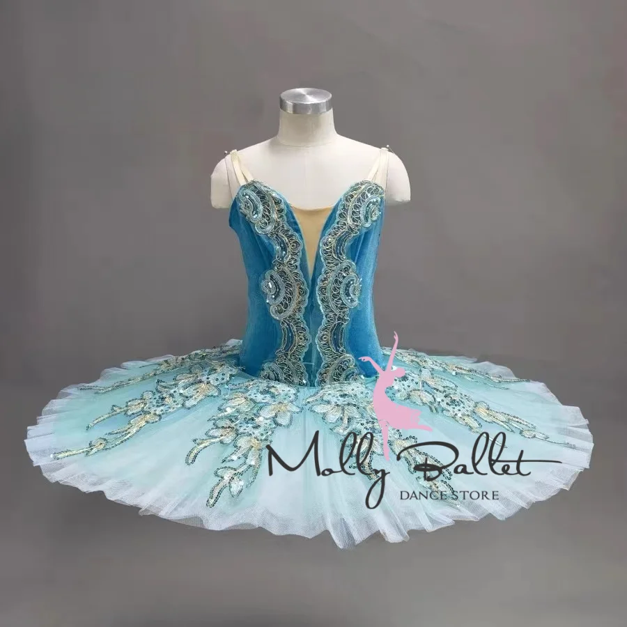 Customized blue ballet TUTU variation blue bird canopy skirt for children and adults professional performance competition skirt