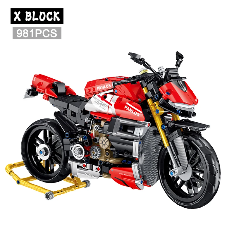 

981Pcs City Technical Locomotive Motorcycle Building Blocks MOC Speed Supercar Motorbike Model Bricks Boy Toy for Childrens Gift