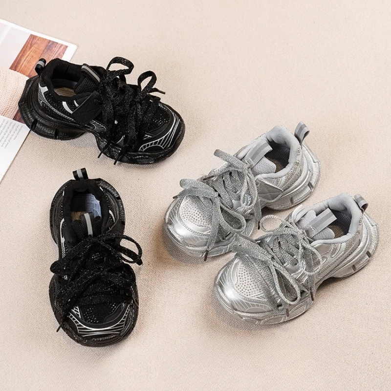 

New Children's Basketball Shoes Spring Autumn Bowknot Girls School Running Sneakers Non-slip Breathable Kids Causal Tennis Shoes