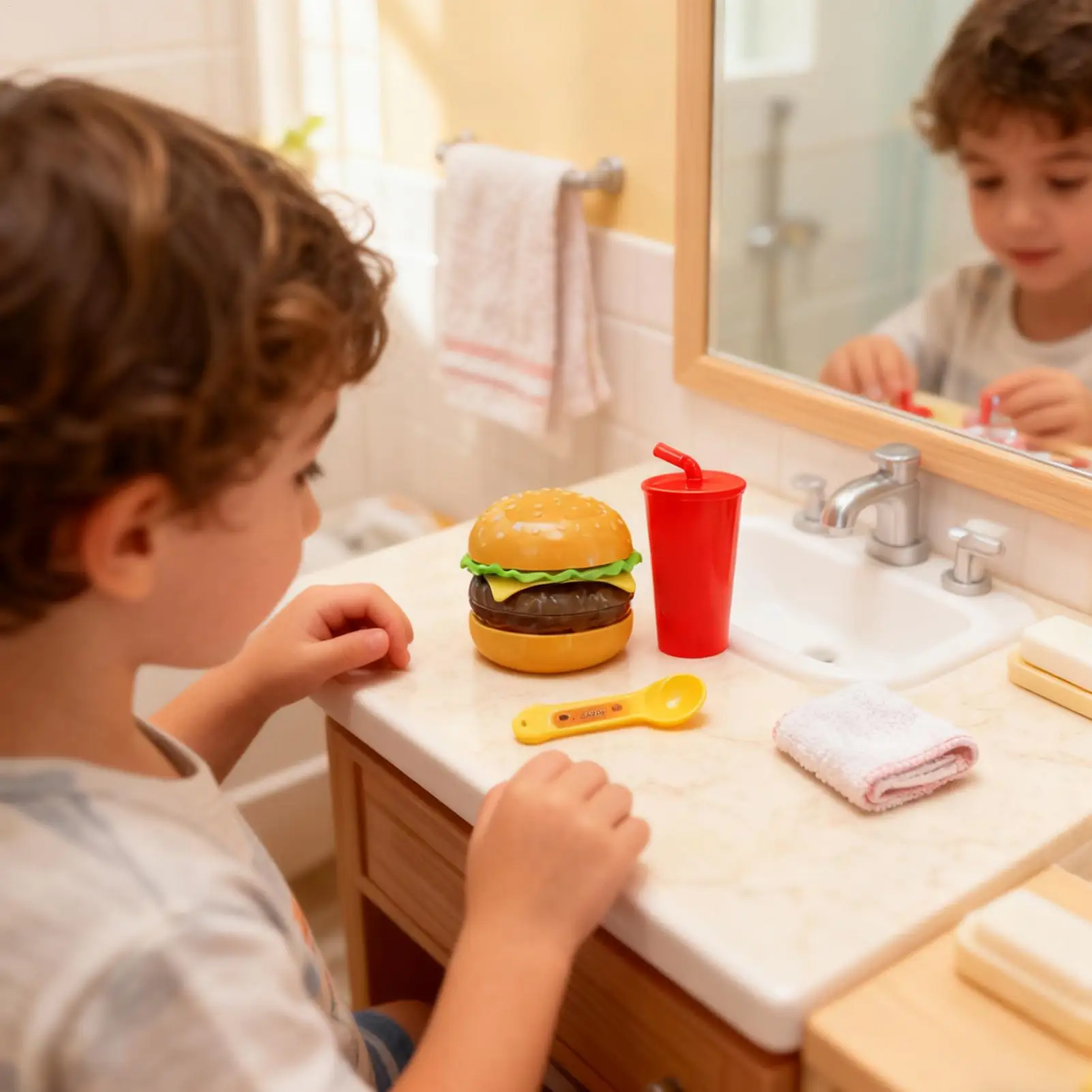 I bambini giocano con il cibo Apprendimento interattivo Accessori da cucina Elastico Fai finta di giocare Set di fast food per l'aula prescolare della scuola materna