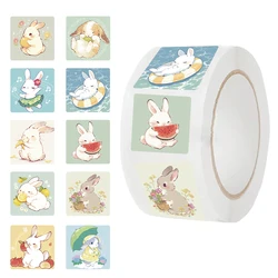 500Pcs/roll Cartoon Rabbit Stickers Adhesive Gift Sealing Labels Paper Animals Sticker Party Decoration Supplies