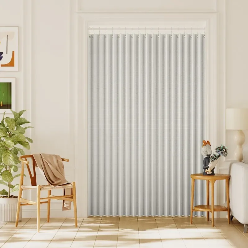 Solid color Folding Door Curtain for Doorway Pleated Curtains Room Divider Drapes Accordion Style Closet Curtains Open Closet