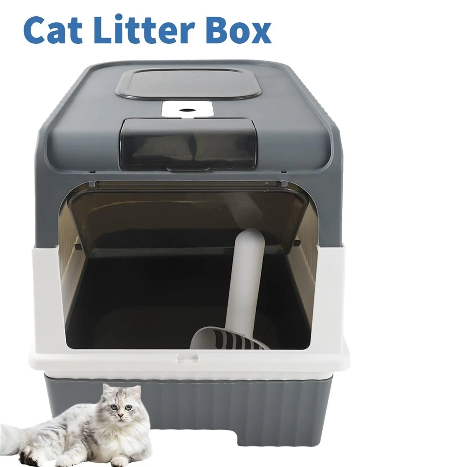 Enclosed Cat Litter Box,Separate Mechanism,Drawer Design,Top Outlet,with Scoop,for Cats up to 10kg,48x35x36cm