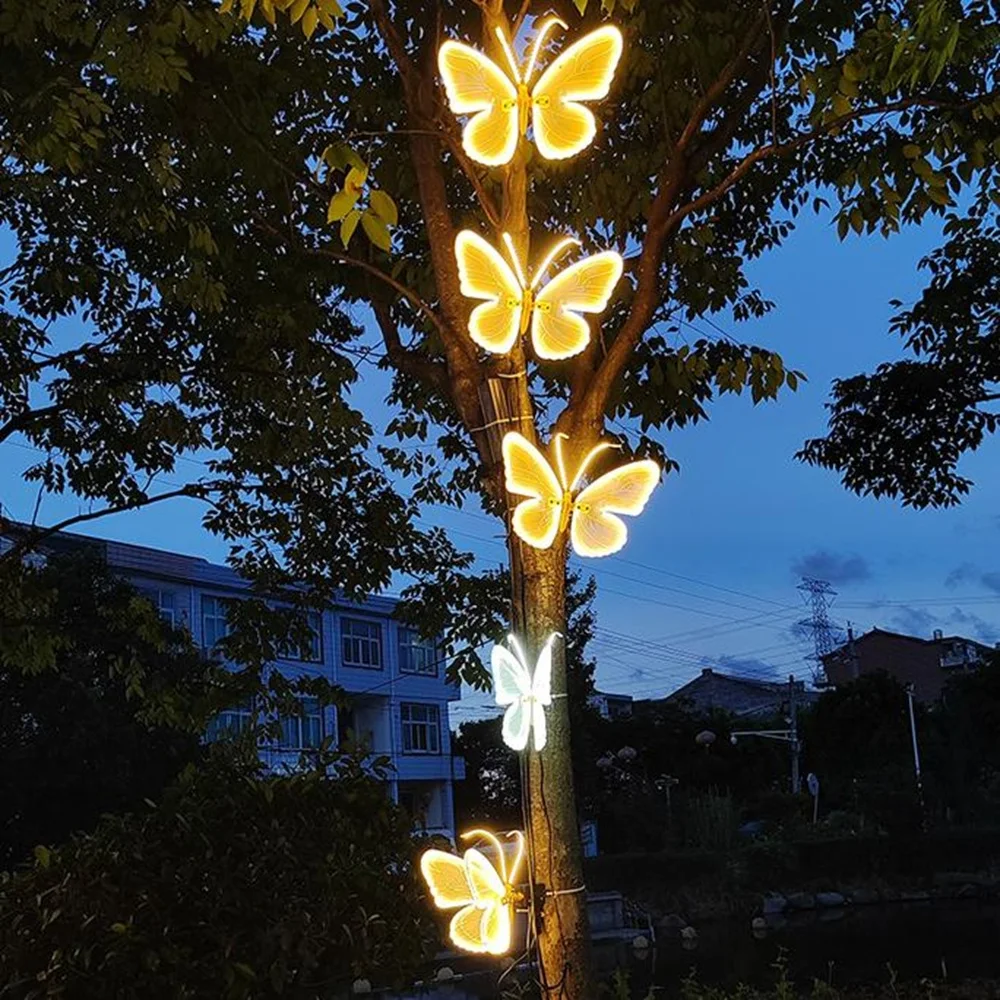 2/4Pcs LED outdoor simulated decorative butterfly, wings can vibrate, night  wedding party garden room lawn decoration