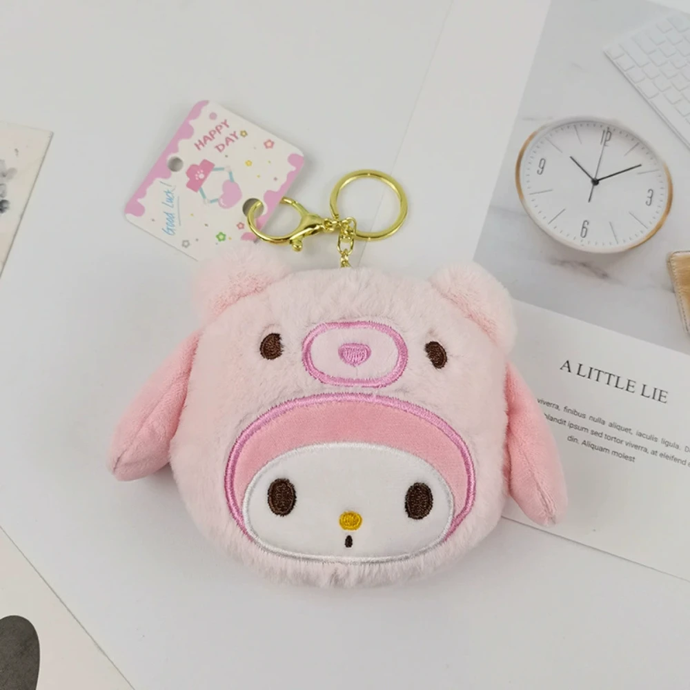 Sanrio Kuromi Melody Cinnamoroll Cute Plush Coin Purse Anime Pom Pom Purin Pochacco Student Bag Pendant Girl's Holiday Gifts image 5