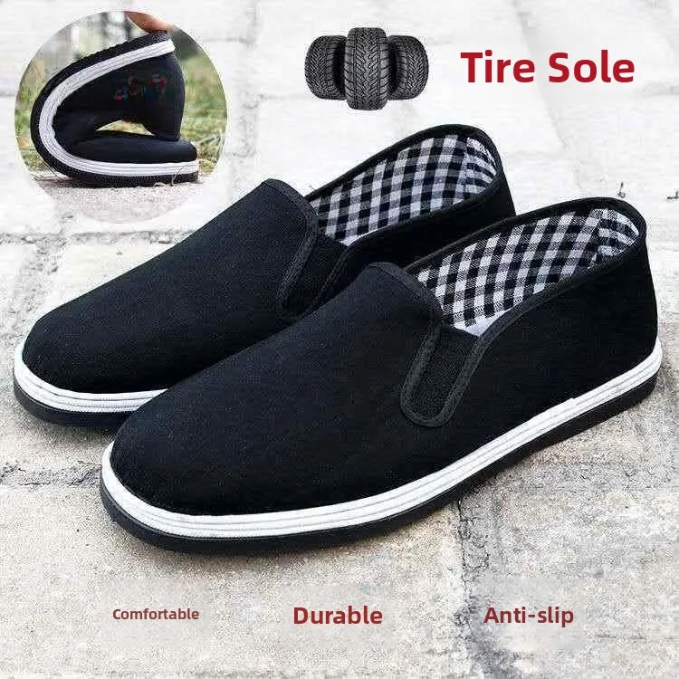Thickened Corduroy Surface Men's Work Shoes Wear-Resistant Anti-Puncture Labor Protection Shoes with Thousand-Layer Sole