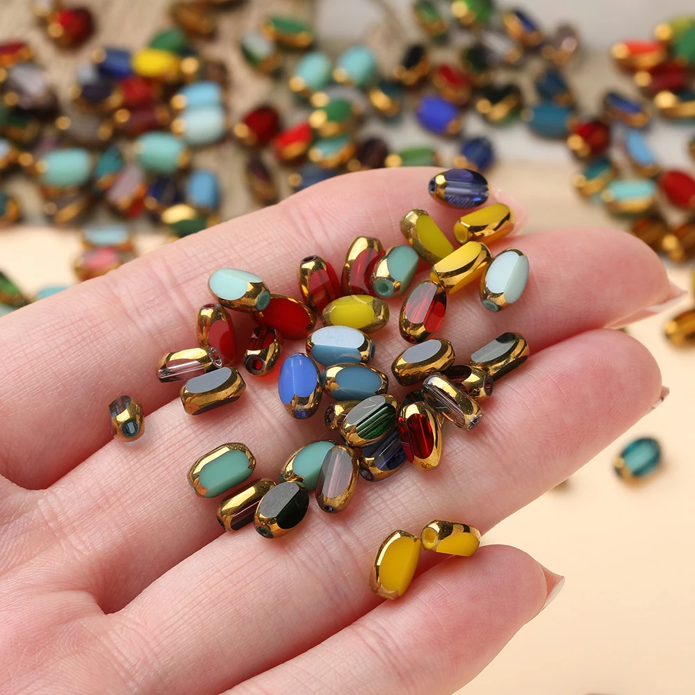 20 teile/los Oval Glas Perlen Überzogene Goldene Farbe Kristall Lose Spacer Perlen Diy Armband Halskette Schmuck Machen Zubehör – Detail 3
