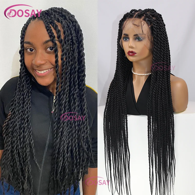 

Dosay 36 Inch Goddess Box Faux Locs Full Lace Frontal Wig Synthetic Braided Wigs Larger Twist Box Braided Wigs For Black Women