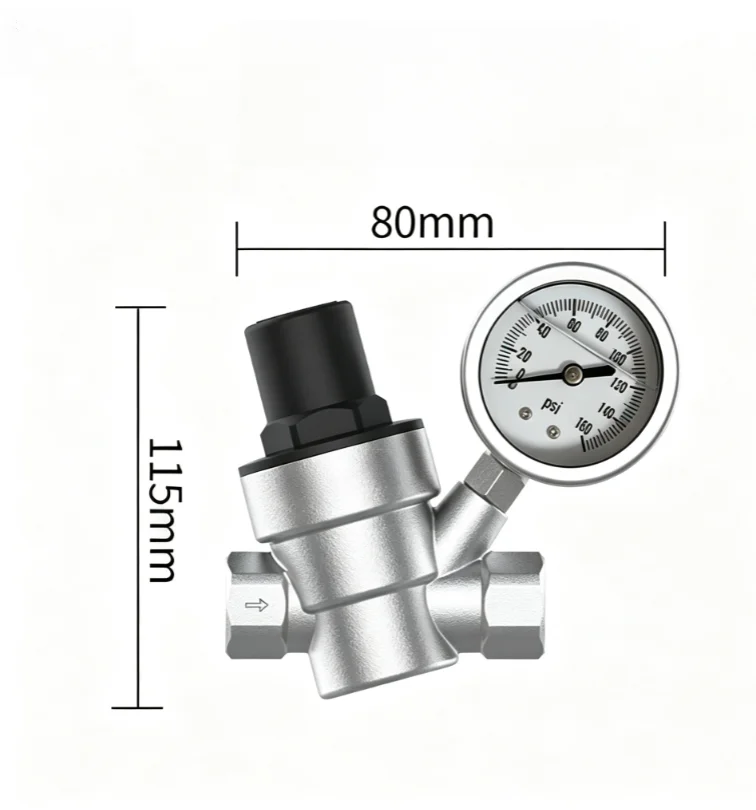 Adjustable Water Pressure Regulator Valve Brass 3/4 Inch With Gauge And Filter Screen For RV /Camper Trailer /Motorhome Plumbing view 3