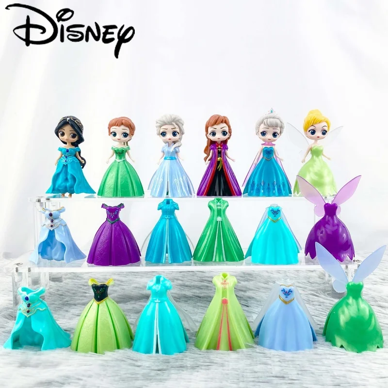 Disney Princess Toys Frozen Elsa Cinderella Ariel Alice Magic Clip Dress Clothes Change Figures Dolls Dress Up Toys Girls Gifts