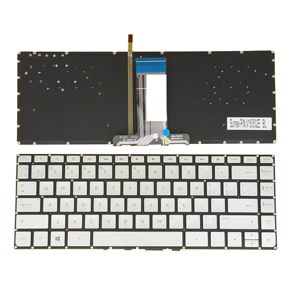 Canadian Keyboard for HP Pavilion 14-ab054ca 14-ab057ca 14-ab084ca 14-ab154ca 14-ab168ca Envy 14-j153ca 14-j157ca Backlit Silver