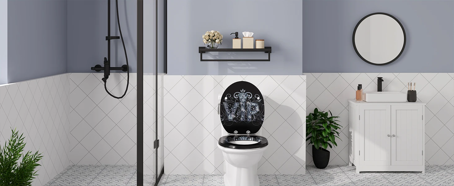 WOLTU 1 Stück universeller Toilettensitzdeckel mit Soft-Close-Funktion für Badezimmer, verdickter, antibakterieller Ersatz für Badezimmer-Ausstattung – Detail 4