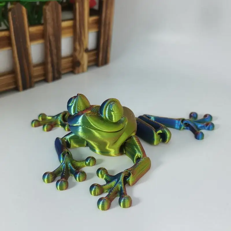 novelty 3D Printing Simulation Tree Frog Joint Movable Frog Ornaments Kitchen Home Decoration Offices Funny Animal Desk Toys