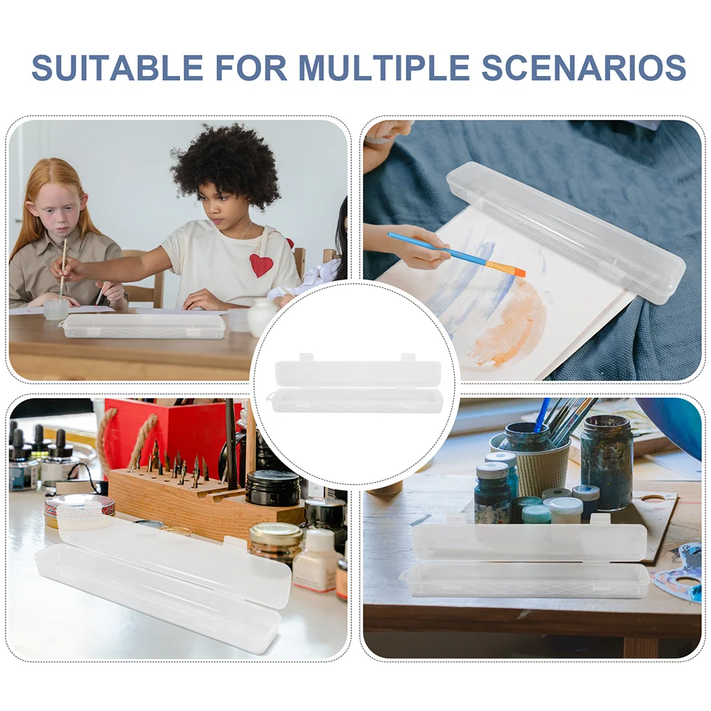 Custodia portatile per pennelli da 3 pezzi Contenitore trasparente per strumenti artistici e pennelli per acquerello Facile accesso