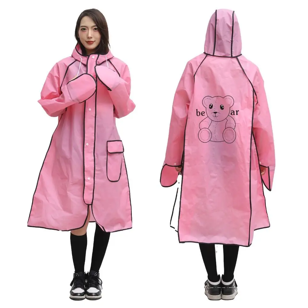 

Waterproof EVA Long Raincoat Thick Hooded Rain Cover Rain Jacket Zipper Electric Scooter Motorcycle Raincoat Women Men