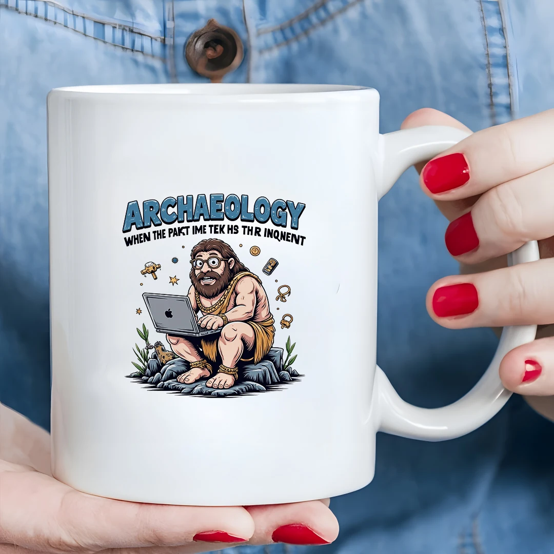

Ancient Explorer Ceramic Mug 11OZ Kids Drink Cup Humorous Retro Tech Style Christmas Gift Essential for Office