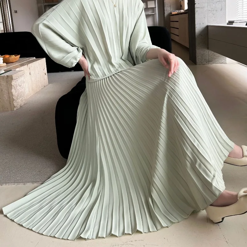 مياكي المحدودة الجديدة النساء بلايز تي شيرت تنوعا عادية ثنيات لينة مطوي نصف تنورة تمتد أنيقة مناسبة رسمية الملابس