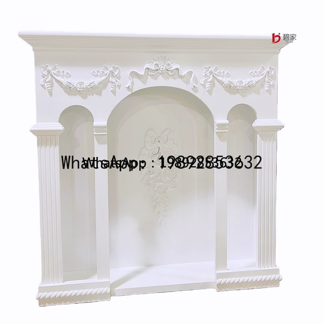 F2 French Roman Impression Carved Fireplace Decorative Cabinet Vintage Fireplace Stand Wedding Photography Prop