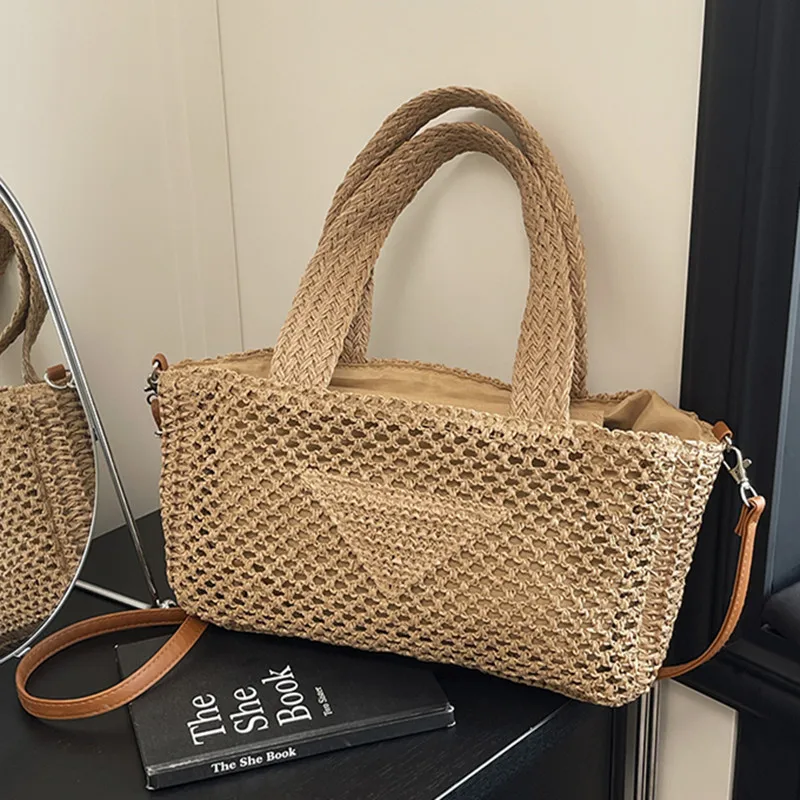 

Weave Straw Shoulder Bags for Women 2025 Summer Large Capacity Ladies New Tote Bag Females Beach Bags Lady Handbags and Purses