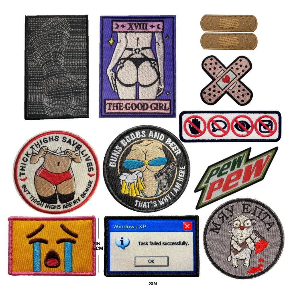 Cartoon Sexy Beauty Embroidered Patch for Clothes Hook and Loop Patches Backpack Funny Badges Stickers