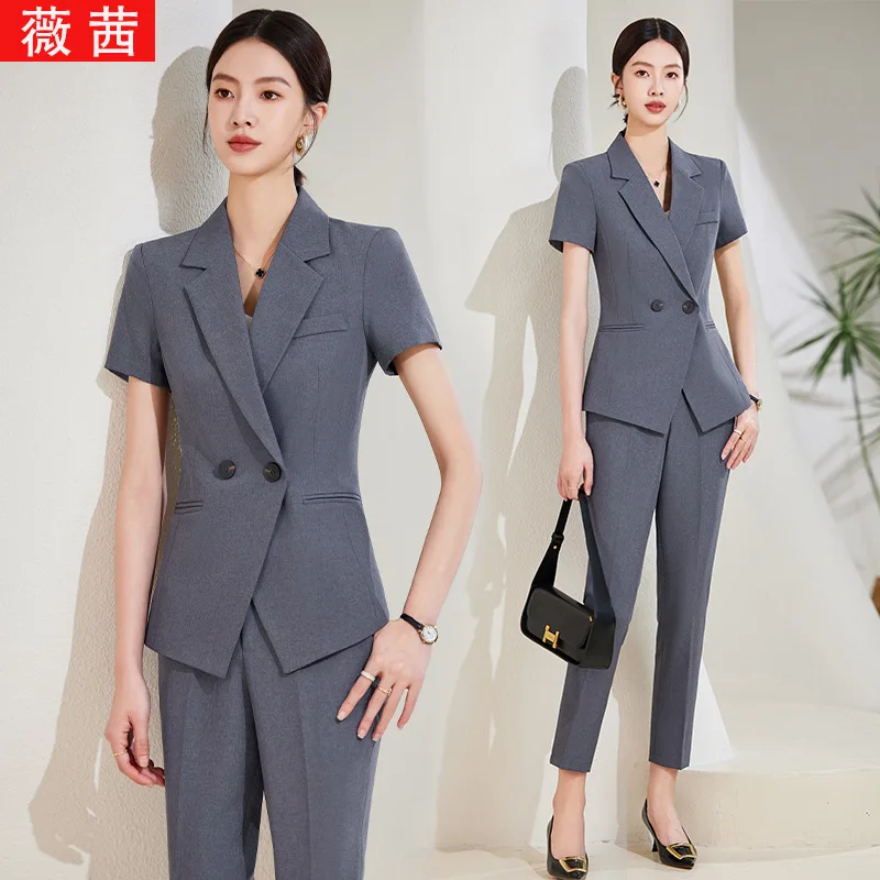 High-End Short-Sleeved Business Wear Suit Women's Summer New Suit Temperament Hotel Manager Work Clothes Skirt Summer