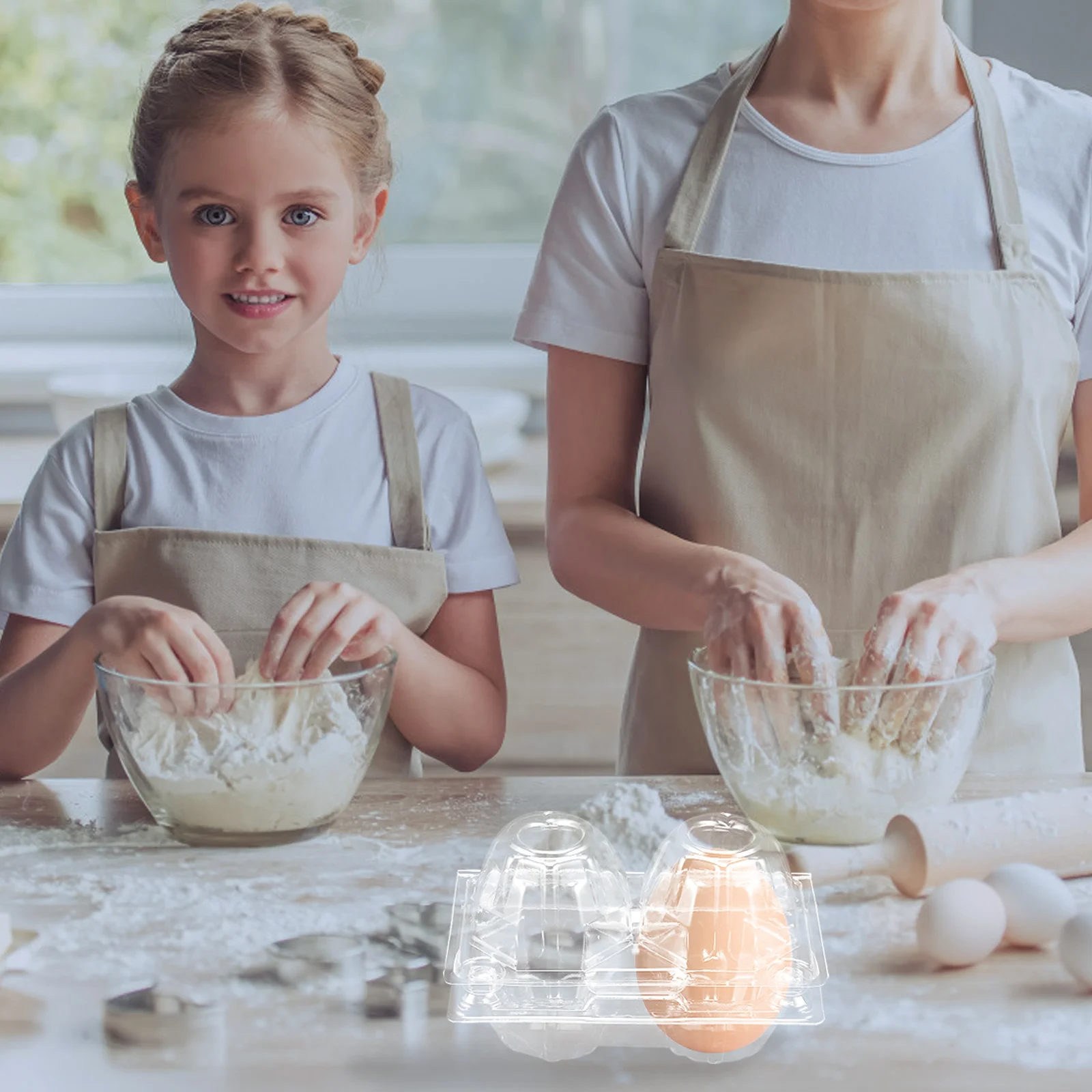 

50Pcs Egg Packaging Container 2-Slot Clear Egg Holder for Storage Reusable Secure Lightweight Organizer for Eggs in Cabinet