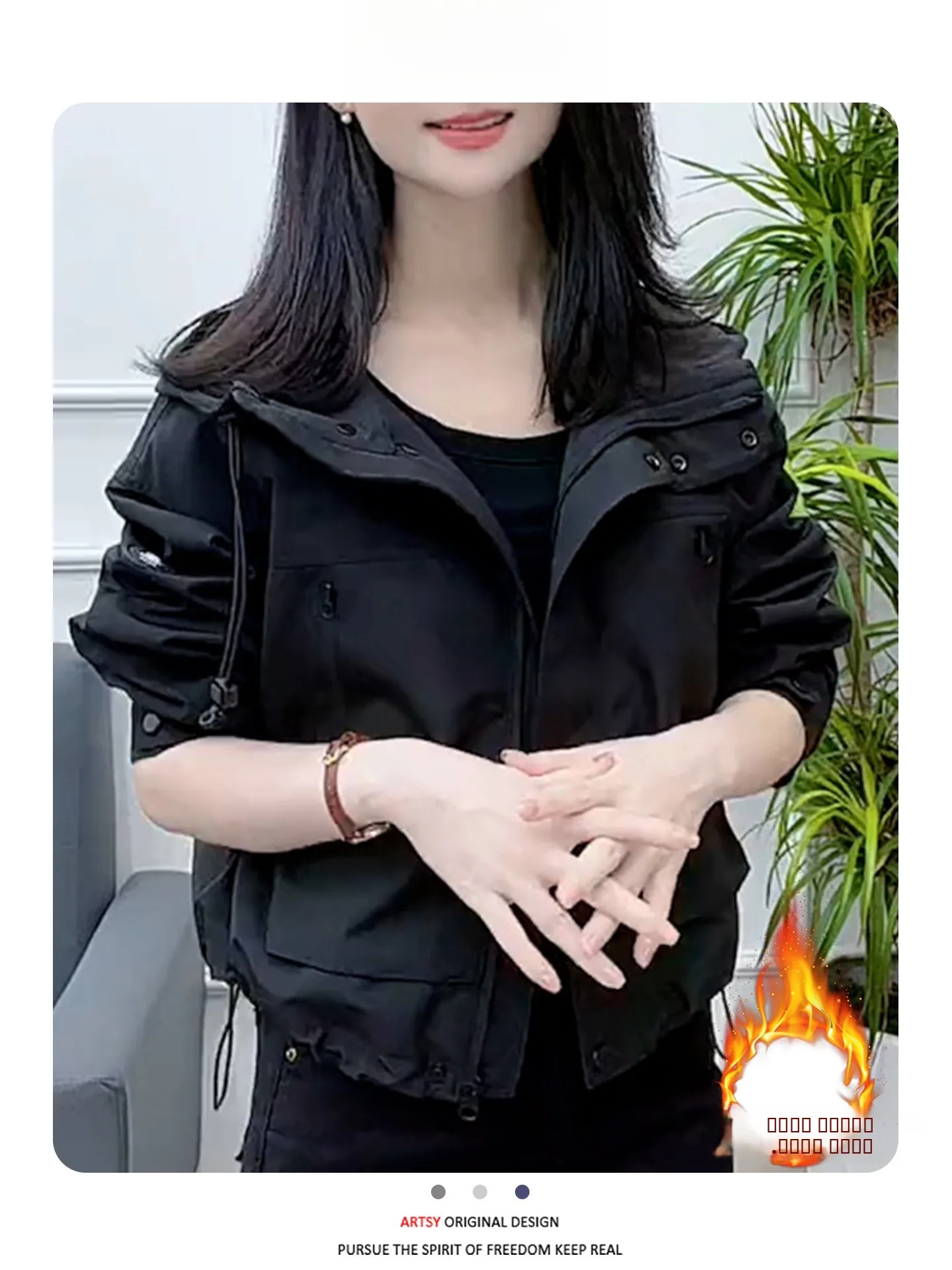 

Модный утепленный пальто-куртка для женщин, новинка зимы, свободный крой, теплый топ, простой стиль, длинный рукав