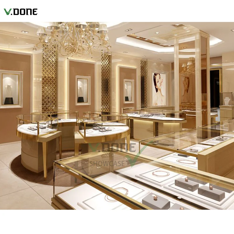 custom.Luxury Glass Jewelry Display Showcase Sets Contemporary Furniture Jewellery Shop Counter