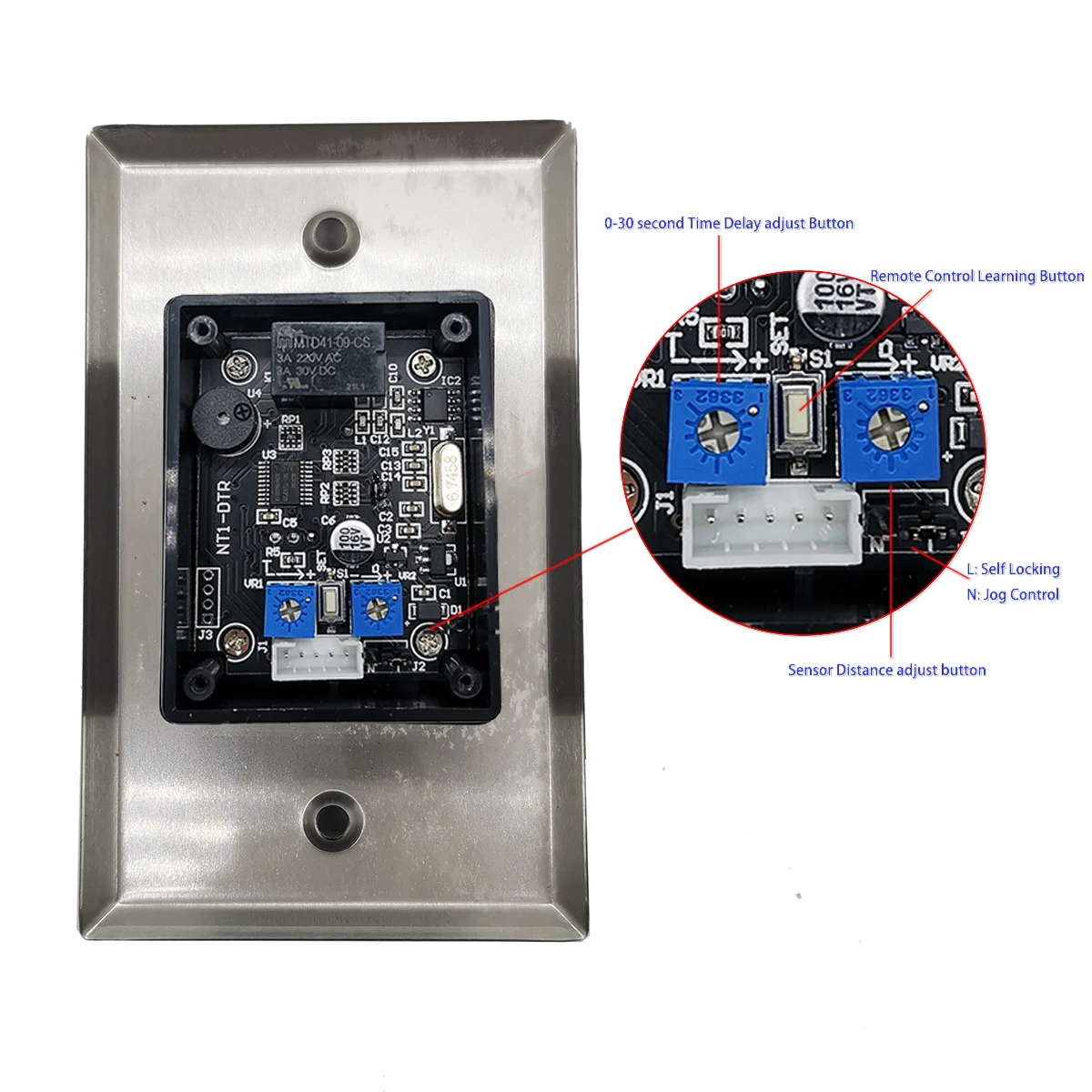 Imagem -03 - Interruptor de Liberação de Fechadura de Porta sem Toque Dc12v 24v ir Abridor Infravermelho sem Contato 433mhz Controle Remoto sem Fio Botão de Saída sem Toque