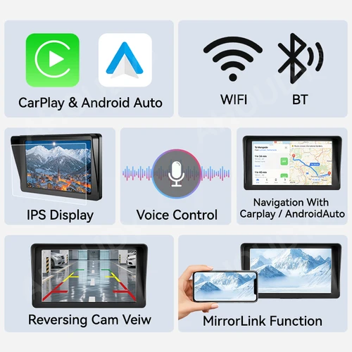 Imagen 2 del producto Radio para Auto AHOUDY con Carplay y Android Auto, Pantalla de 6 Pulgadas, Sistema Linux, Compatible con Bluetooth 5.0, Cámara CVBS Opcional, FM