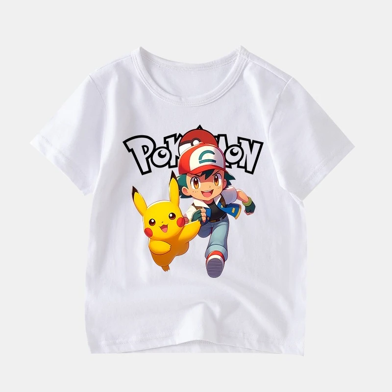 New Cartoon Pokémon Pocket Game Printed T-Shirt Men's and Women's Summer Original Style Loose Casual Versatile Short Sleeve Top