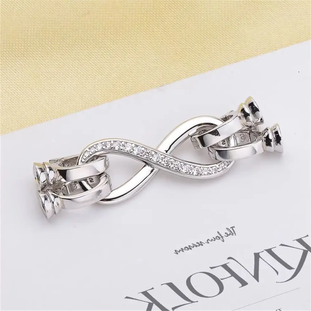 Solid S925 Sterling Silver Bracelet Clasps & Hooks DIY Handmade Pearl Necklace Connectors Material Fine Jewelry Accessories K011