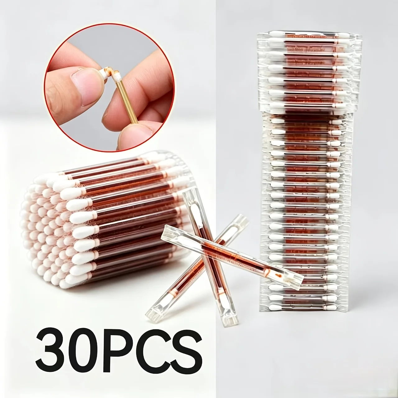 30Pcs Swab Sticks Individual Wrapped Portable Cotton Swabs for Outdoor Sports Travel Work Back to School Christmas New Year Home
