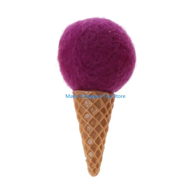 

28EC Mini Woolen Newborn Ice Cream Stuffed Baby Photography Props Photo Shot 6x3cm Ice Cream Shpe Felt Ball
