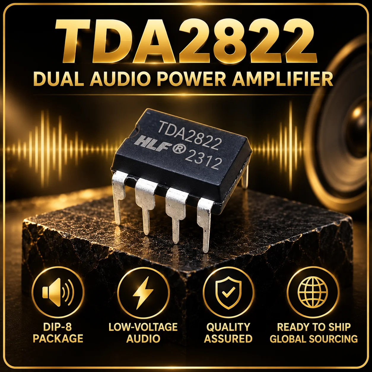 Original Genuine TDA2822 HLF DIP-8 Dual Low Voltage Audio Power Amplifier IC Stereo Speaker Amplifier In Stock Wholesale