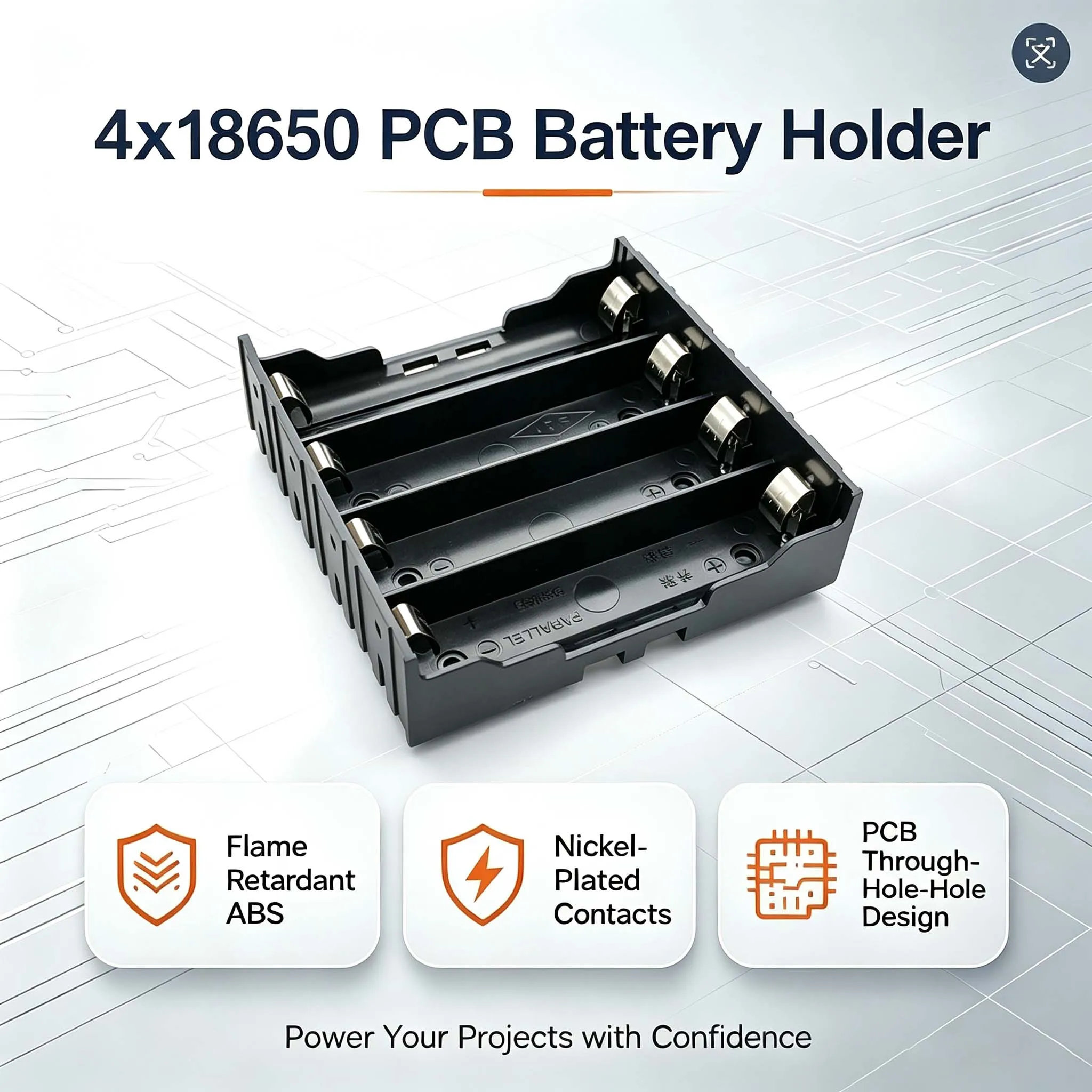 Batteriebox aus Kunststoff, DIY-Batterieständer, Aufbewahrungsbox für 4 einzelne 18650 3,7V Batterien (ohne Batterien) – Detail 1