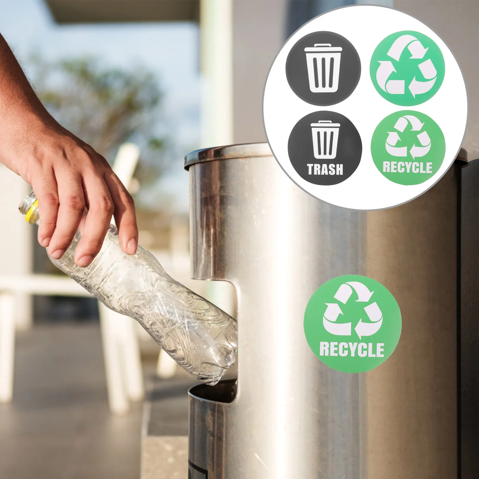 12pcs Sorting Stickers PVC Trash Can Labels Recycling Bins Kitchen Waste Bin Trash Can Sticker Markers Waterproof