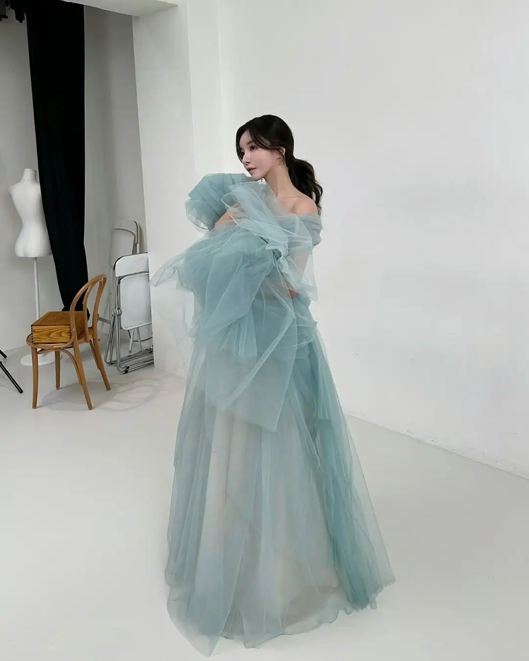 Sondr Brautkleider aus weichem Tüll in Mintgrün, koreanisch, maßgeschneidert, schulterfrei, für Hochzeiten, Druckknöpfe, Empfangskleider 2025,